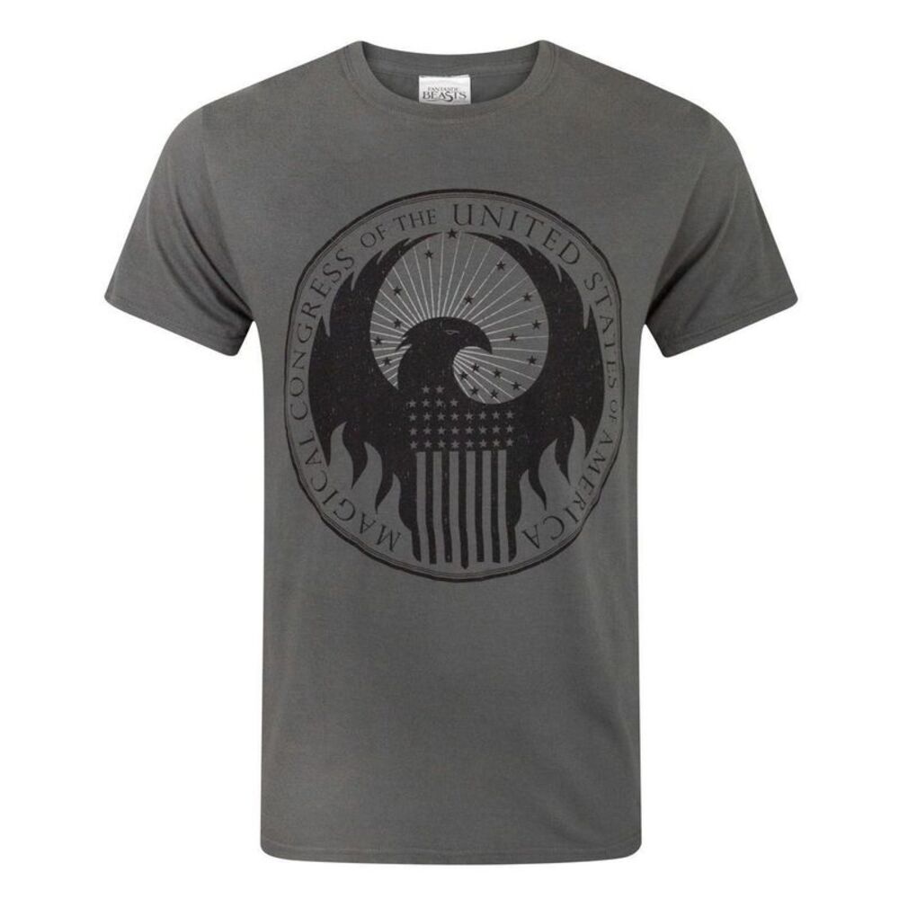 Fantastic Beasts And Where To Find Them Mens MACUSA Symbol T-Shirt / Charcoal
